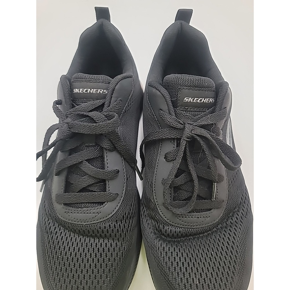 11 SKECHERS Lightweight Mesh Lace Up Black Gray Low Top Sneakers Walking Running - Picture 6 of 9